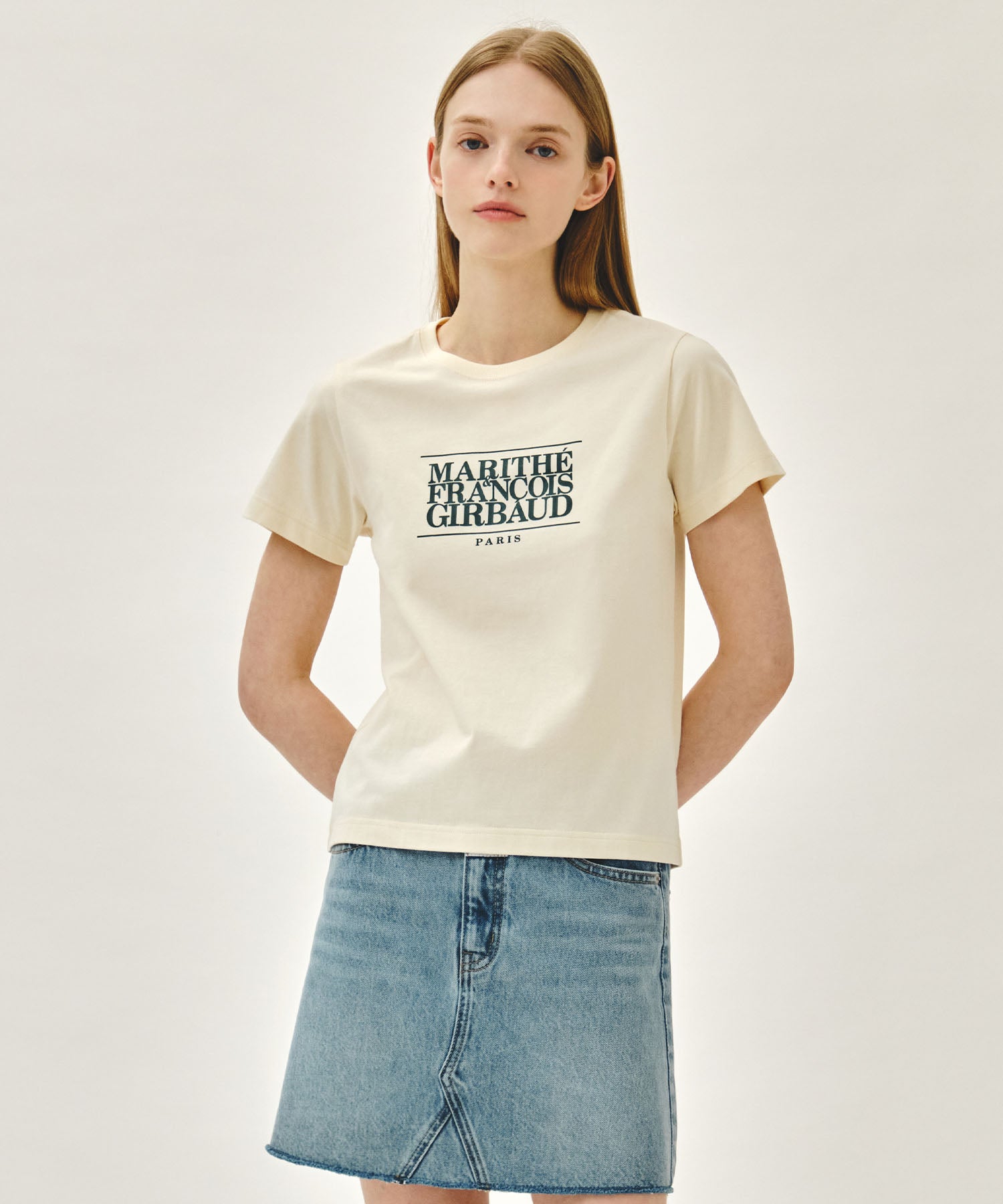 Marithe & Francois Girbaud - Classic Logo Tee (Cream/Green) product image 1 | TRAB K-Fashion Australia
