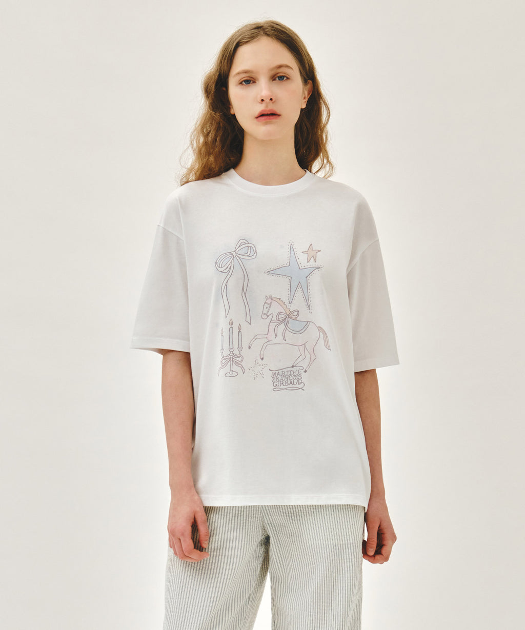 Marithe & Francois Girbaud - Unicorn Graphic Oversized Tee (White) product image 1 | TRAB K-Fashion Australia