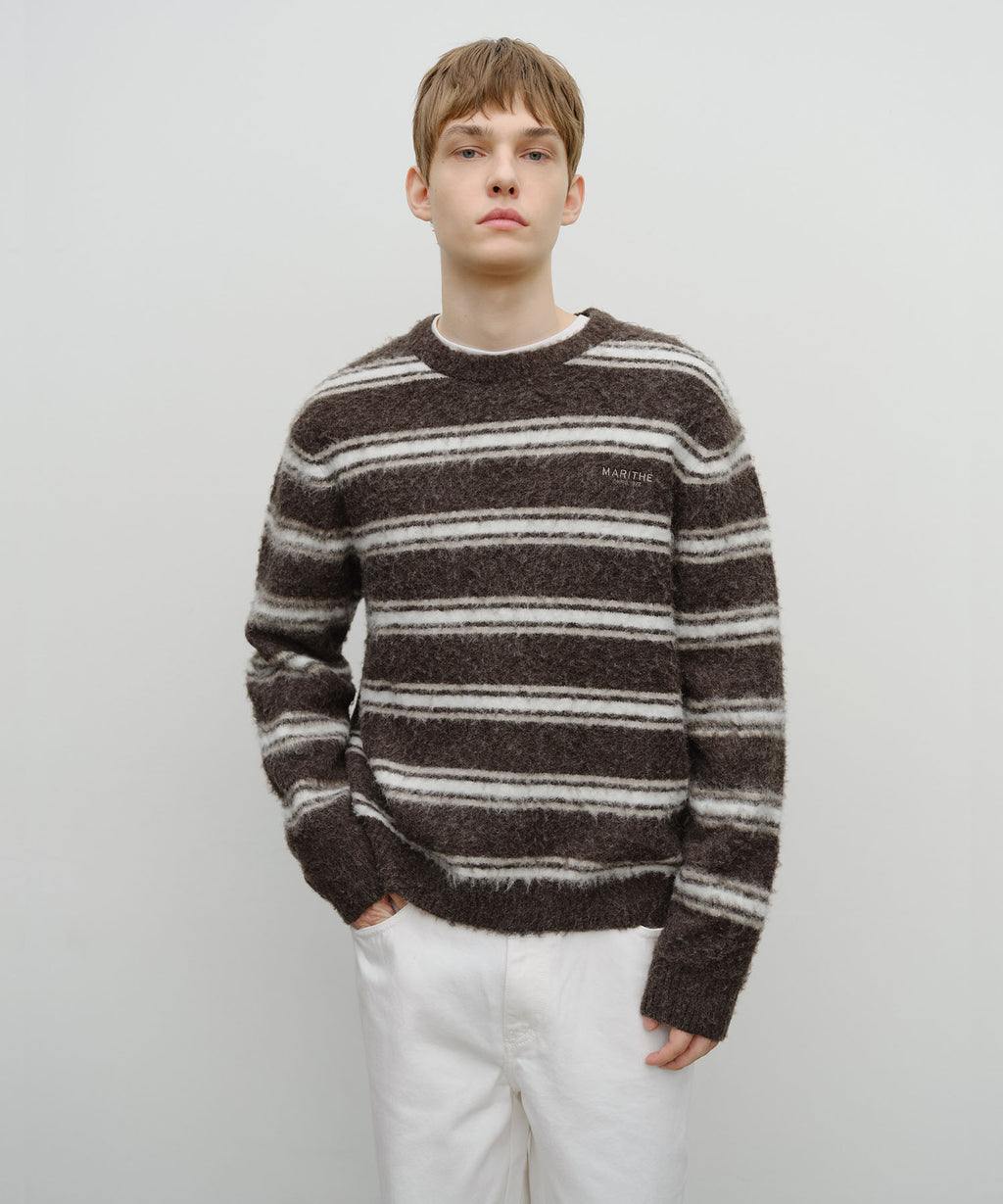 Marithe & Francois Girbaud - Multi Stripe Knit Pullover (Brown) product image 1 | TRAB K-Fashion Australia