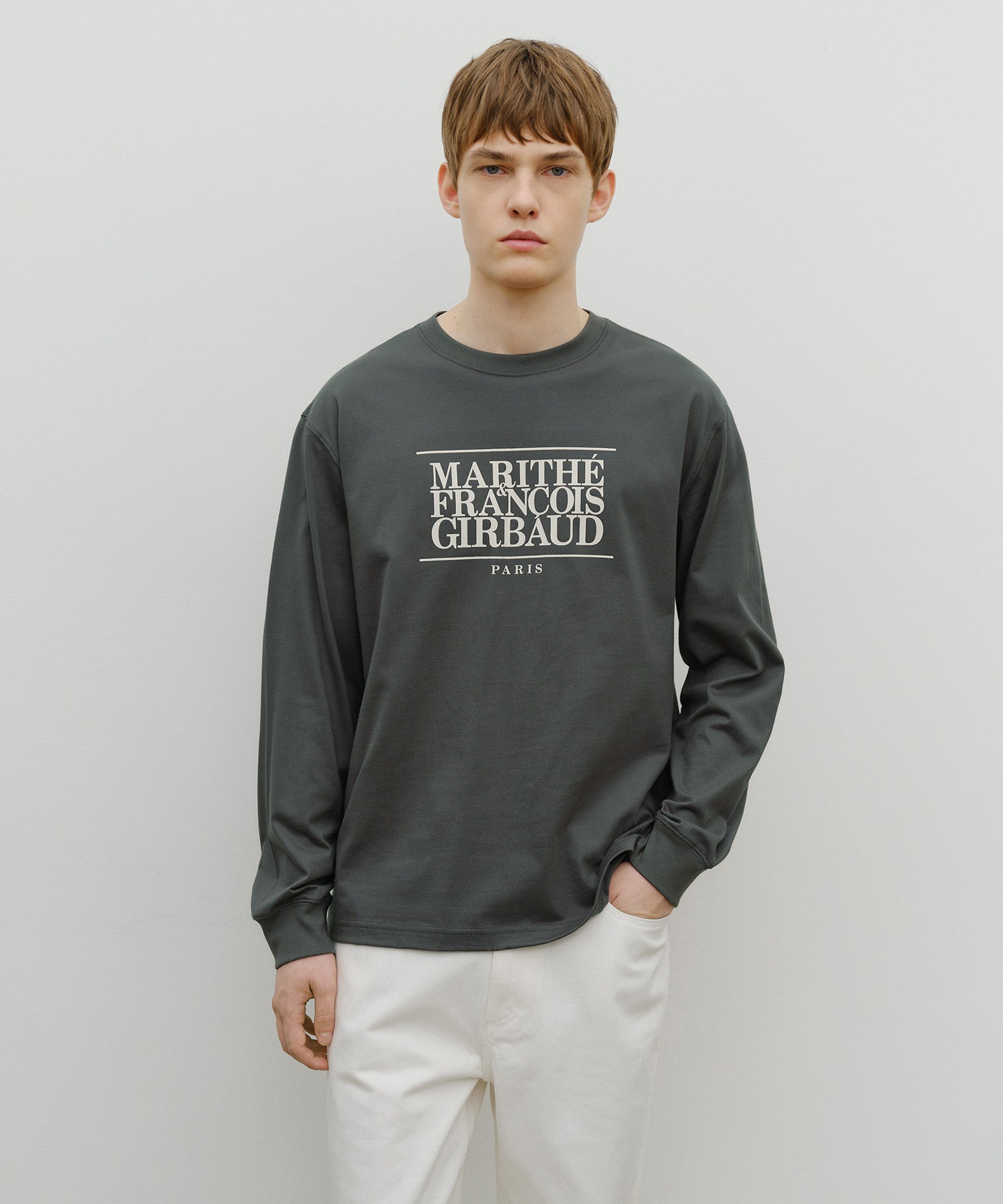 Marithe & Francois Girbaud - Classic Logo Long Sleeve (Charcoal) product image 1 | TRAB K-Fashion Australia