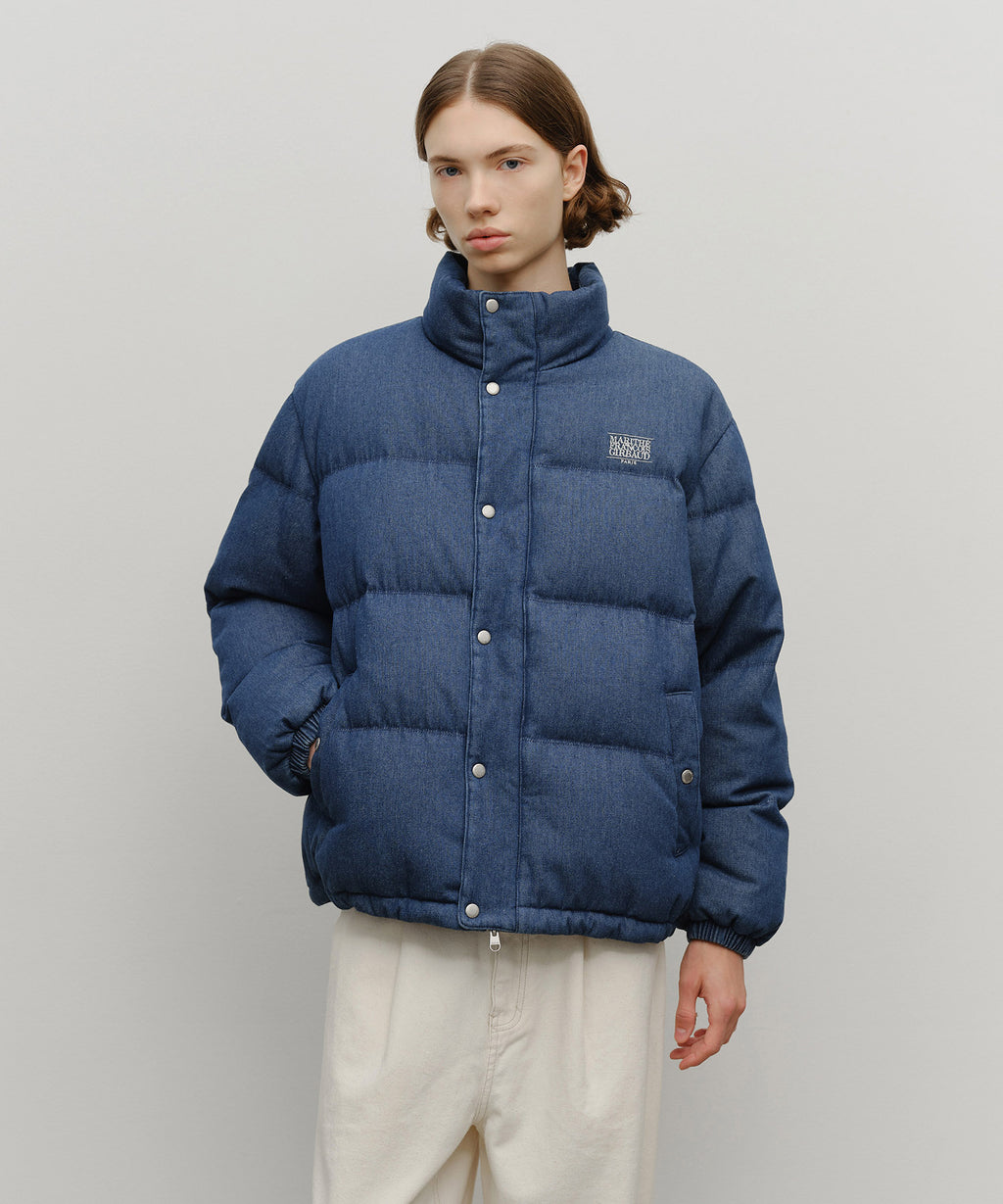 Marithe & Francois Girbaud - Classic Logo Denim Down Jacket (Dark Blue) product image 1 | TRAB K-Fashion Australia