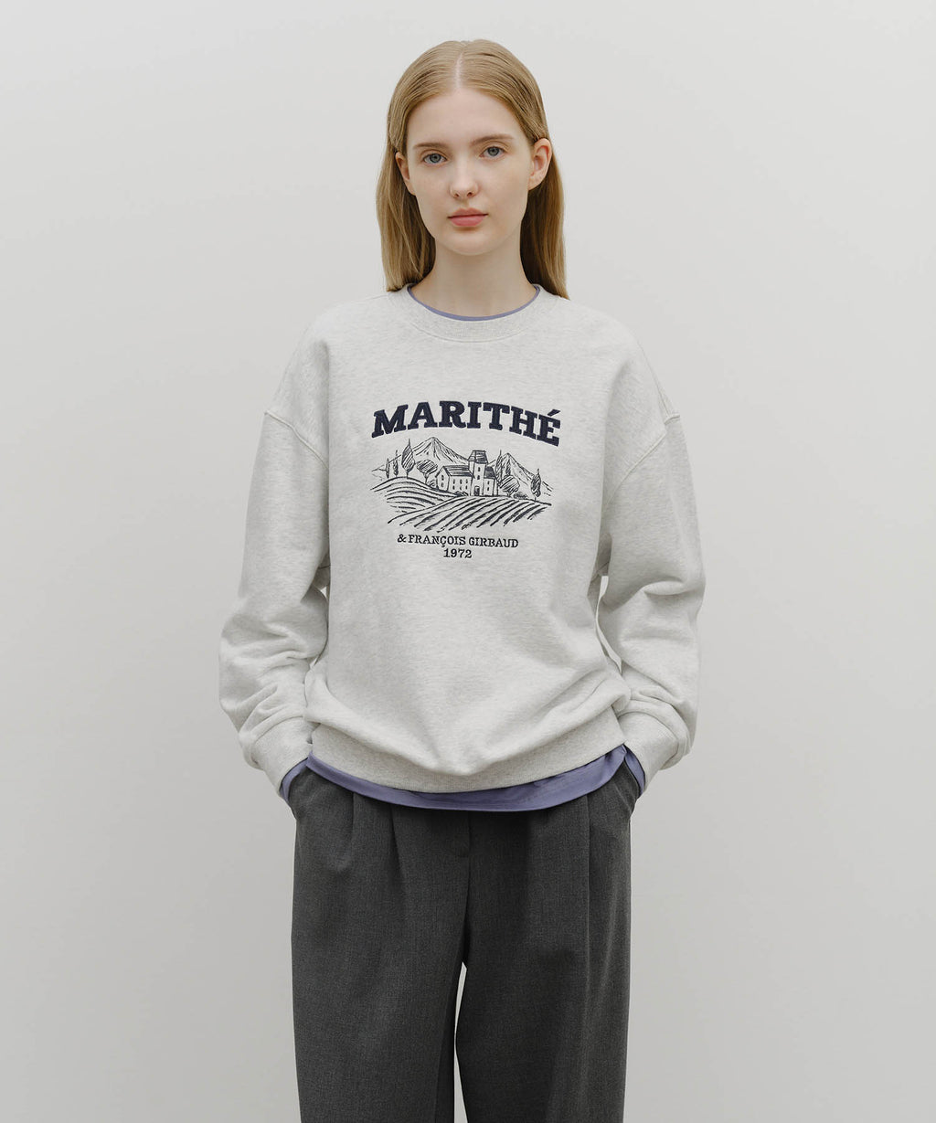 Marithe & Francois Girbaud - Winery Applique Logo Over Fit Sweatshirt (Light Heather Gray) product image 1 | TRAB K-Fashion Australia