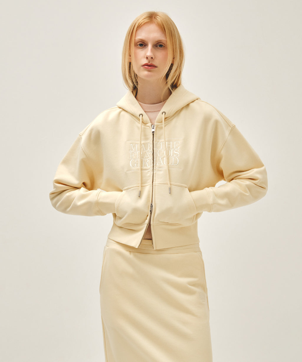 Marithe & Francois Girbaud - Classic Logo Crop Hoodie Zipup (Butter) product image 1 | TRAB K-Fashion Australia
