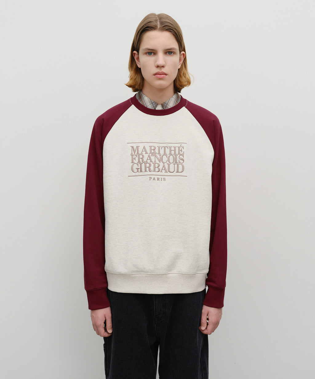 Marithe & Francois Girbaud - Classic Logo Color Block Raglan Sweatshirt (Burgundy) product image 1 | TRAB K-Fashion Australia