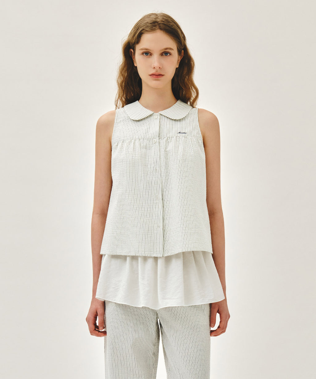 Marithe & Francois Girbaud - Round Collar Sleeveless Blouse (Ivory) product image 4 | TRAB K-Fashion Australia