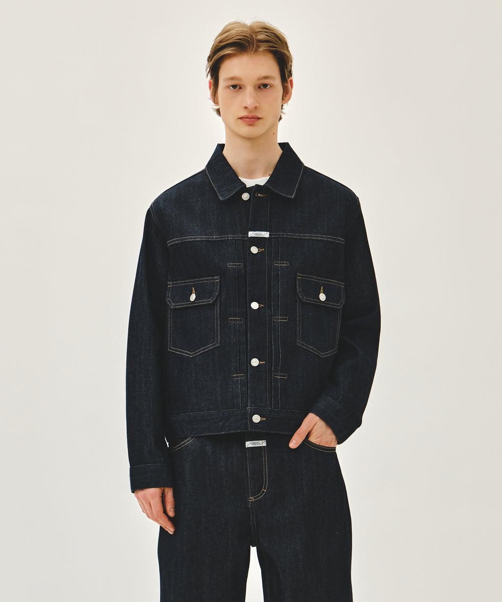 Marithe & Francois Girbaud - Selvage Denim Trucker Jacket (Indigo) product image 1 | TRAB K-Fashion Australia