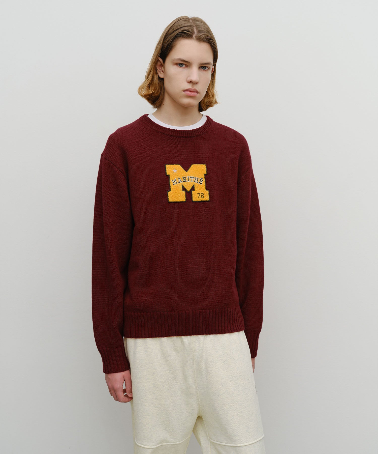 Marithe & Francois Girbaud - Applique Knit Pullover (Burgundy) product image 1 | TRAB K-Fashion Australia