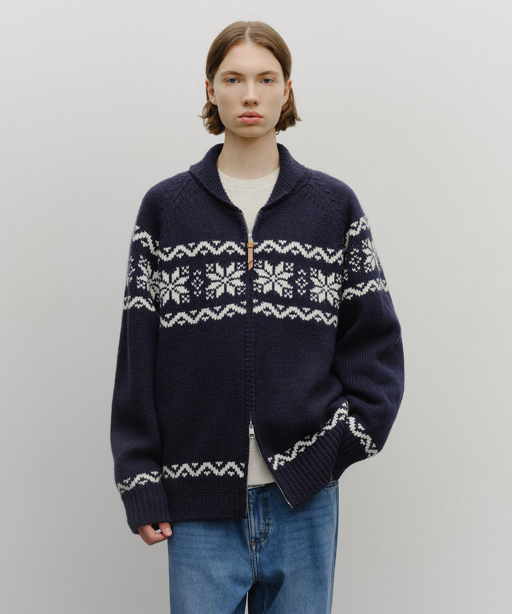 Marithe & Francois Girbaud - Nordic Cowichan Cardigan (Navy) product image 1 | TRAB K-Fashion Australia