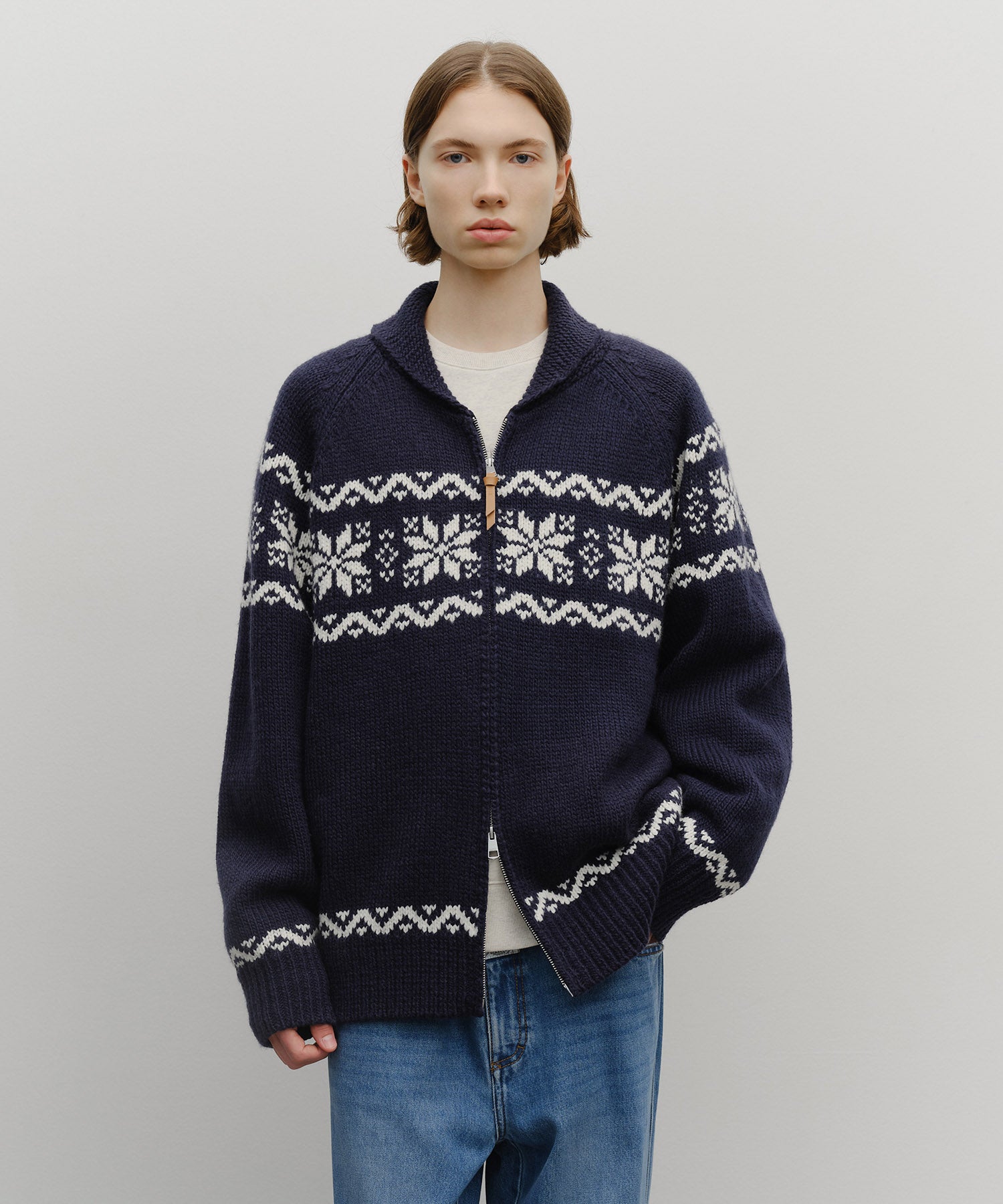 Marithe & Francois Girbaud - Nordic Cowichan Cardigan (Navy) product image 1 | TRAB K-Fashion Australia