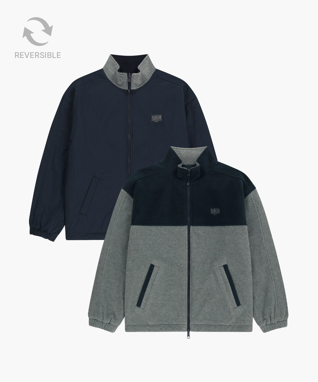 Marithe & Francois Girbaud - Classic Logo Reversible Fleece Jacket (Gray) product image 1 | TRAB K-Fashion Australia