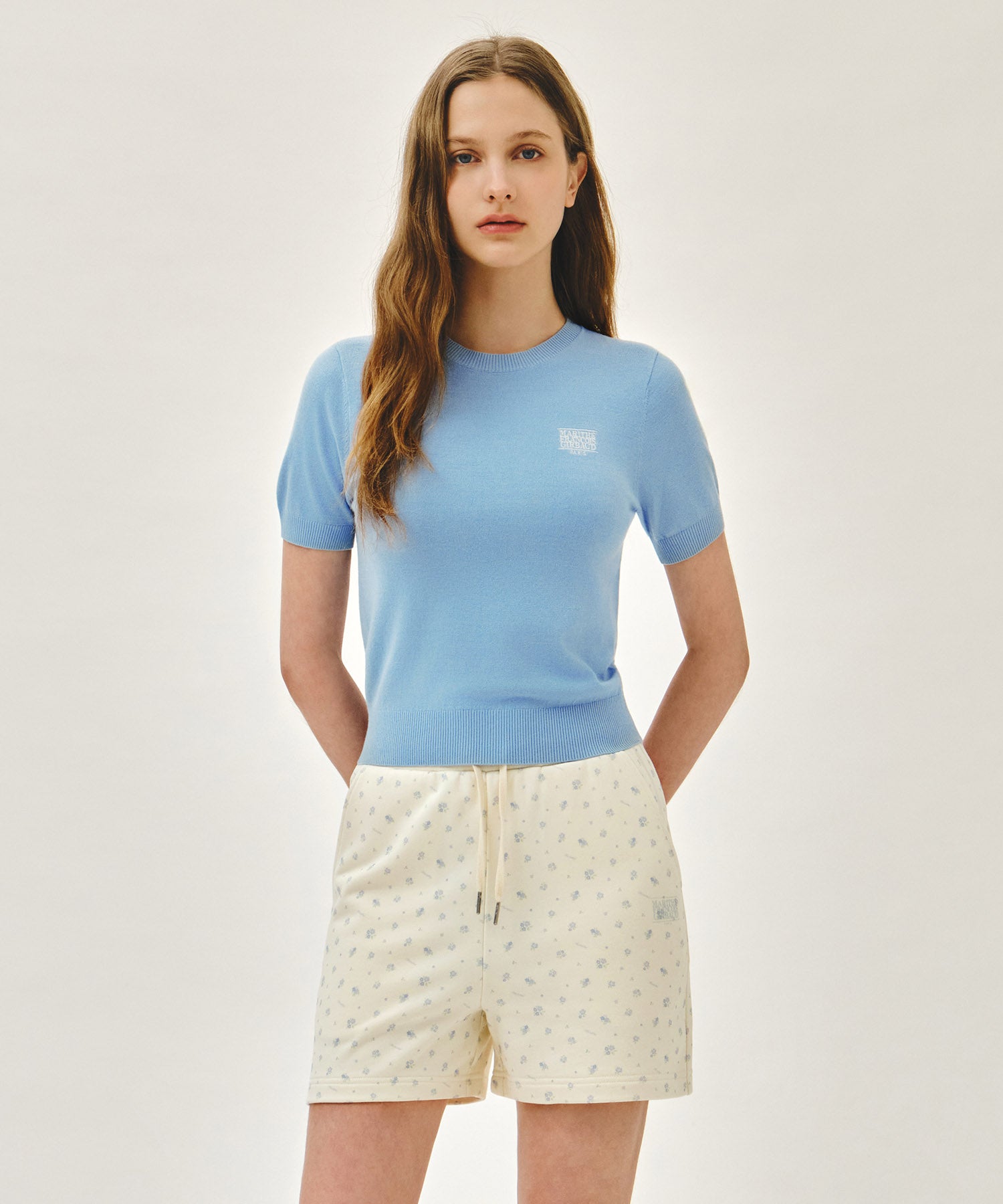 Marithe & Francois Girbaud - Small Classic Logo Half Knit Pullover (Sky Blue) product image 1 | TRAB K-Fashion Australia