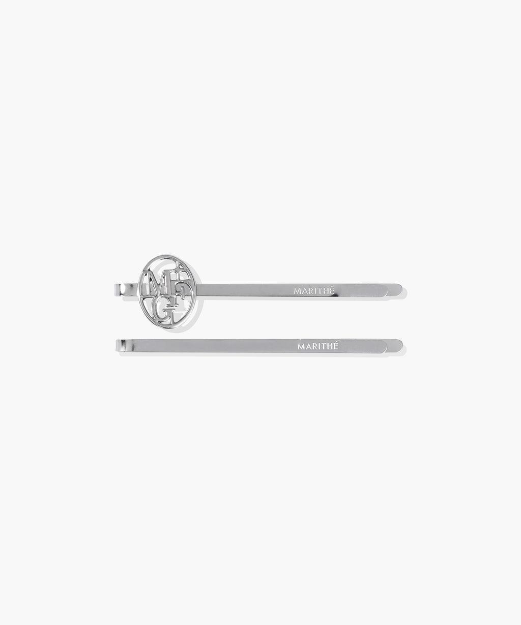 Marithe & Francois Girbaud - Circle Logo Slim Metal Hair Pin 2pack (Silver) product image 1 | TRAB K-Fashion Australia