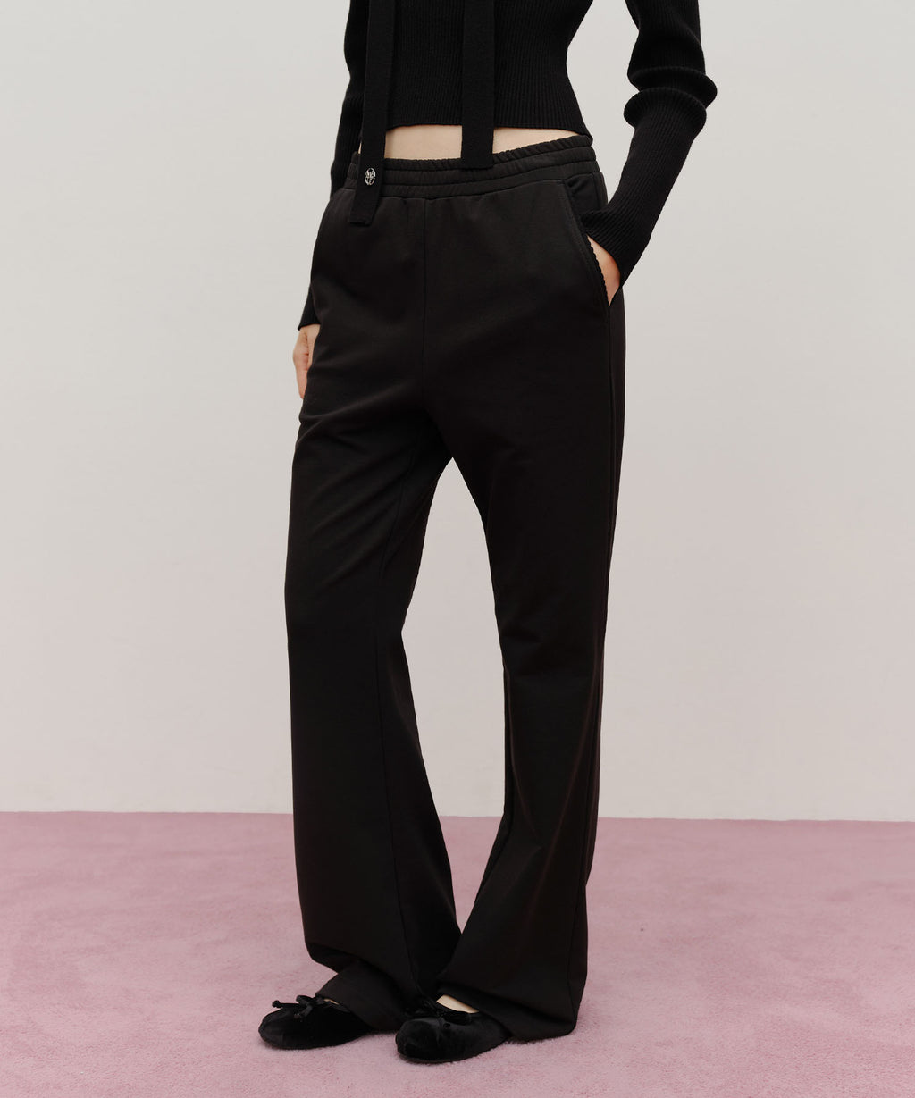 Marithe & Francois Girbaud - Lace Point Boots Cut Sweat Pants (Black) product image 1 | TRAB K-Fashion Australia