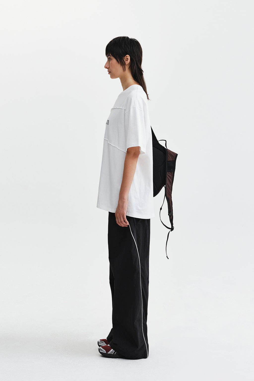 Matin Kim - Diagonal Cut Logo Top (White) product image 7 | TRAB K-Fashion Australia