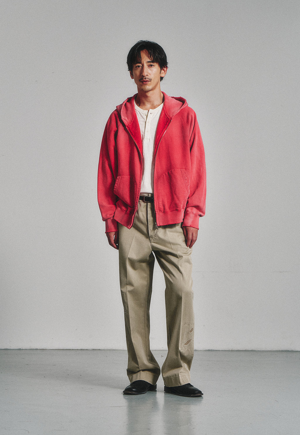 Art if acts - Garments Dyed Sweat Hooded Zip-Up (Vintage Red) product image 2 | TRAB K-Fashion Australia
