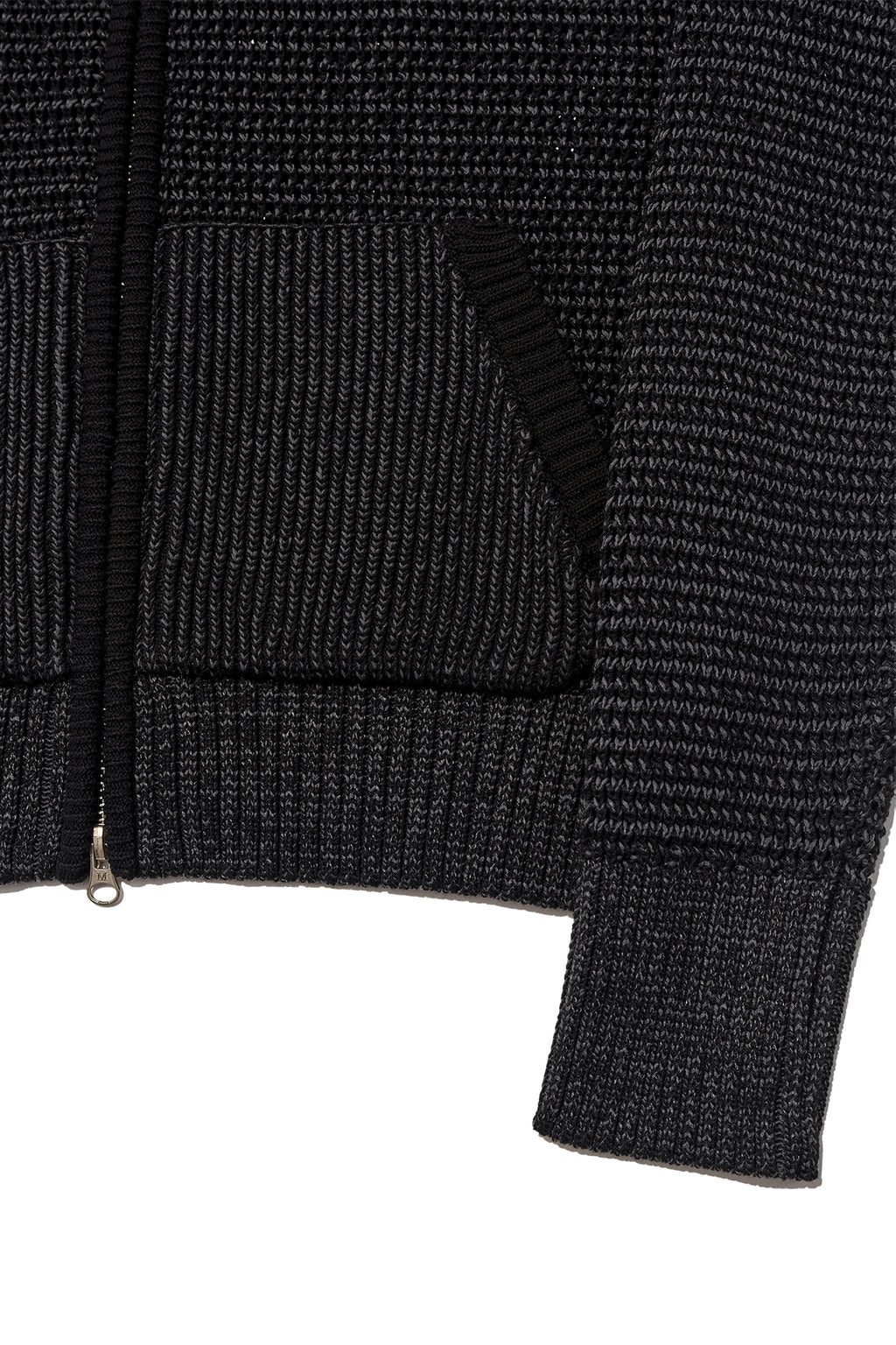 Matin Kim - Two Tone Mesh Knit Hoody Zip Up (Black) product image 4 | TRAB K-Fashion Australia