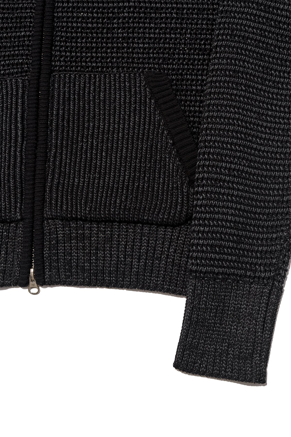 Matin Kim - Two Tone Mesh Knit Hoody Zip Up (Black) product image 4 | TRAB K-Fashion Australia