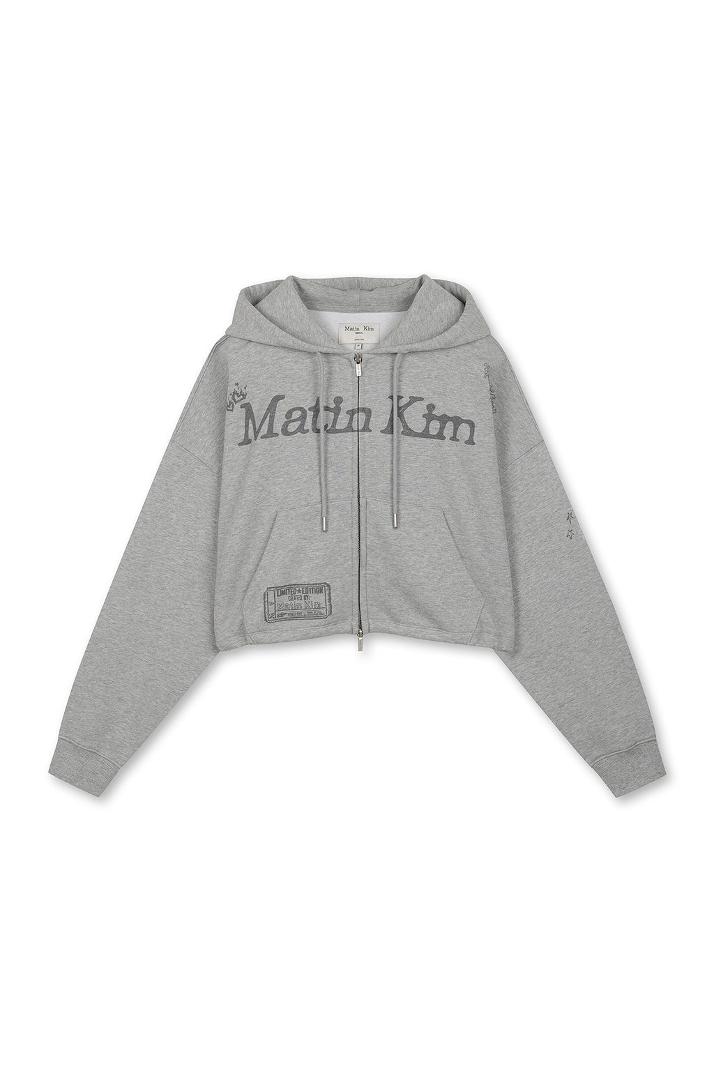 Matin Kim - Graffiti Artwork Crop Hoody Zip Up (Grey) product image 1 | TRAB K-Fashion Australia