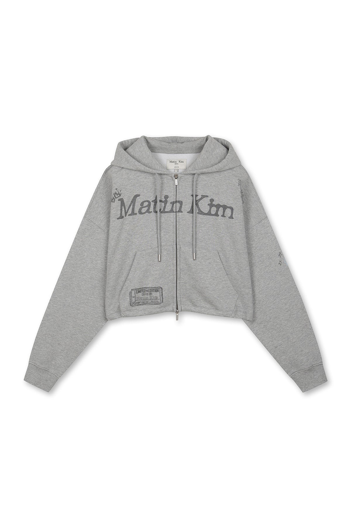 Matin Kim - Graffiti Artwork Crop Hoody Zip Up (Grey) product image 1 | TRAB K-Fashion Australia