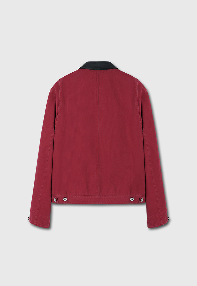 Tonywack - Leather Collar Garment-Washed Rivet Work Jacket (Red) product image 9 | TRAB K-Fashion Australia