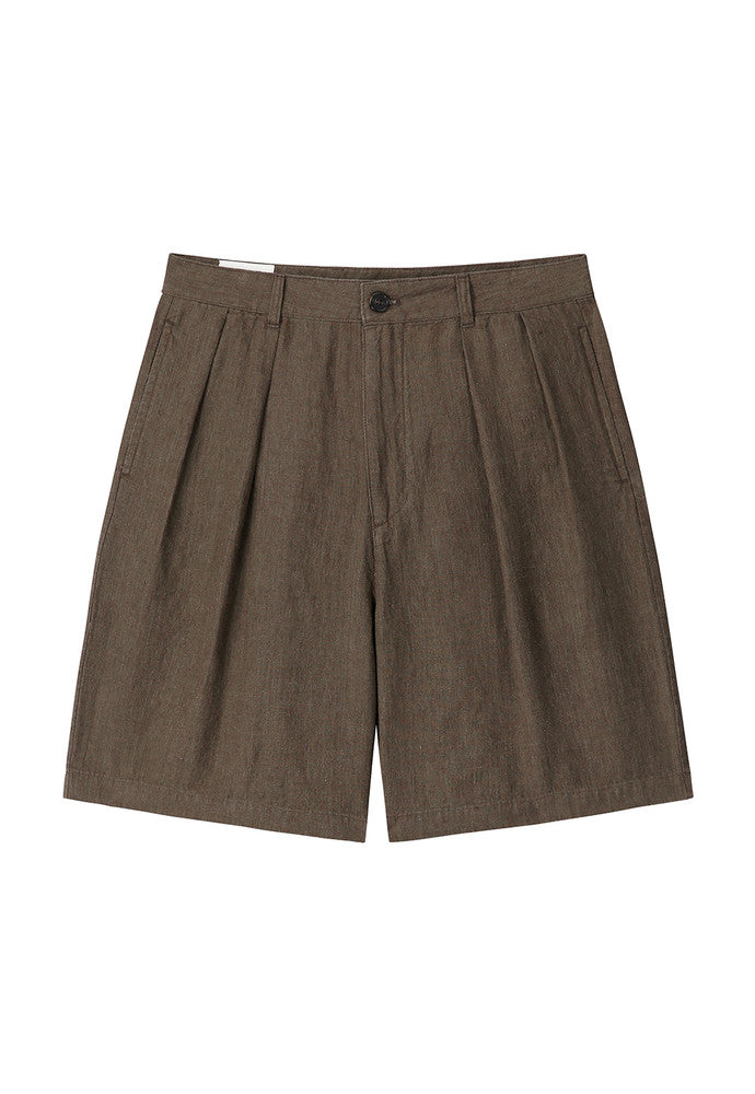 Art if acts - Washed Linen Two Tuck Shorts (Wood) product image 6 | TRAB K-Fashion Australia