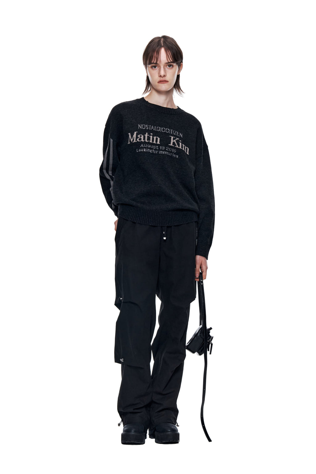 Matin Kim - Matin Sleeve Line Knit Pullover (Charcoal) product image 8 | TRAB K-Fashion Australia