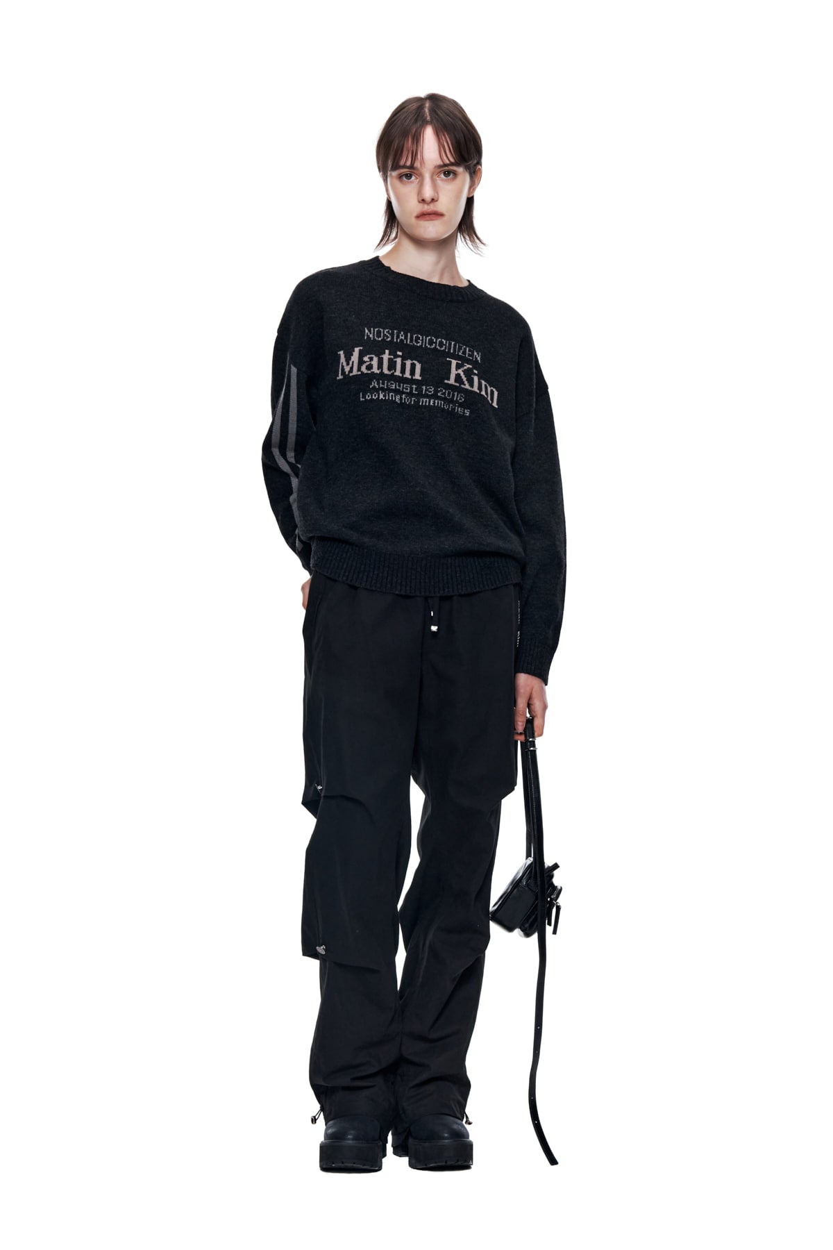 Matin Kim - Matin Sleeve Line Knit Pullover (Charcoal) product image 8 | TRAB K-Fashion Australia