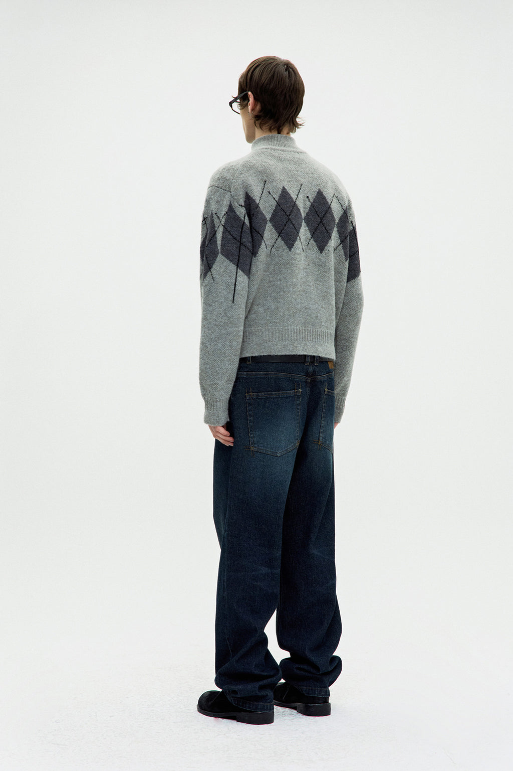 Coor - Inside Out Argyle Zip-Up (Melange Light Gray) product image 4 | TRAB K-Fashion Australia