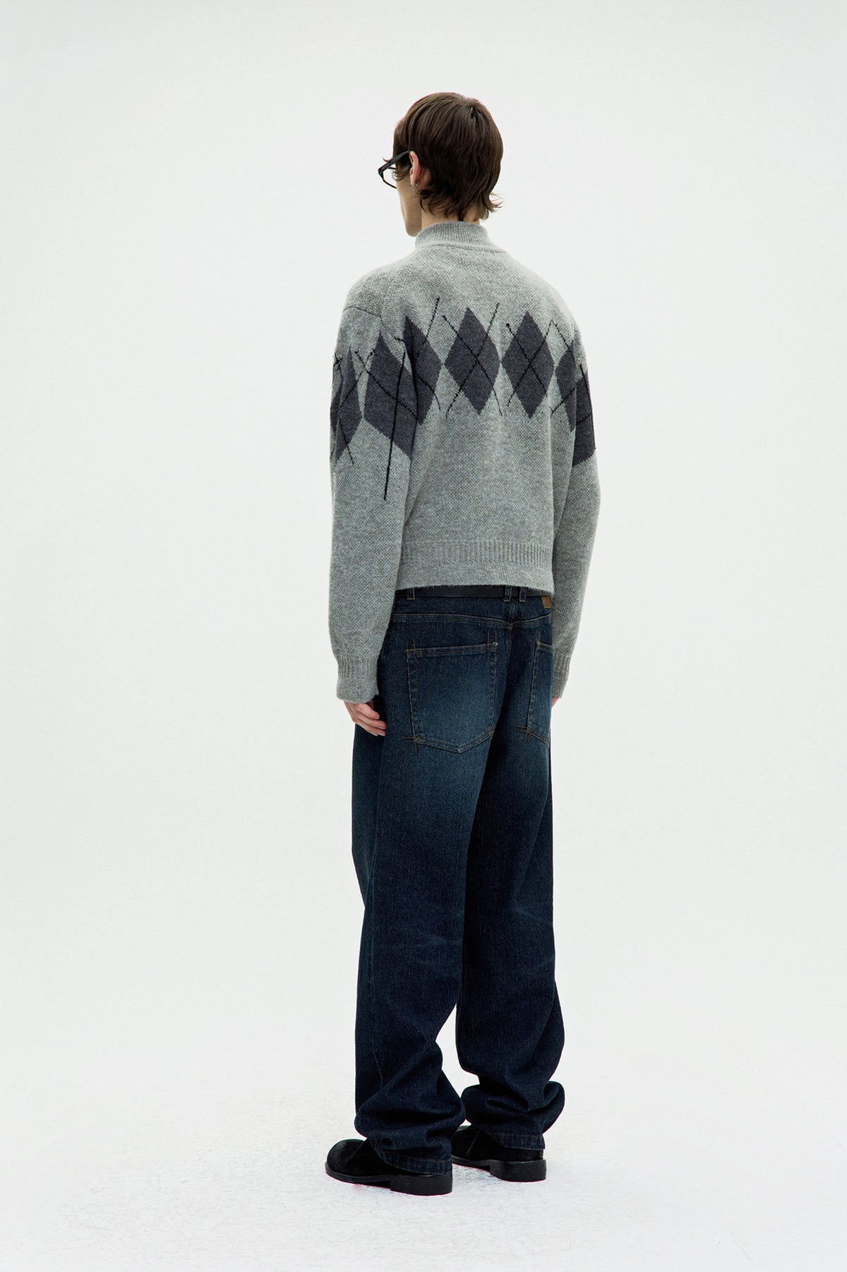Coor - Inside Out Argyle Zip-Up (Melange Light Gray) product image 4 | TRAB K-Fashion Australia