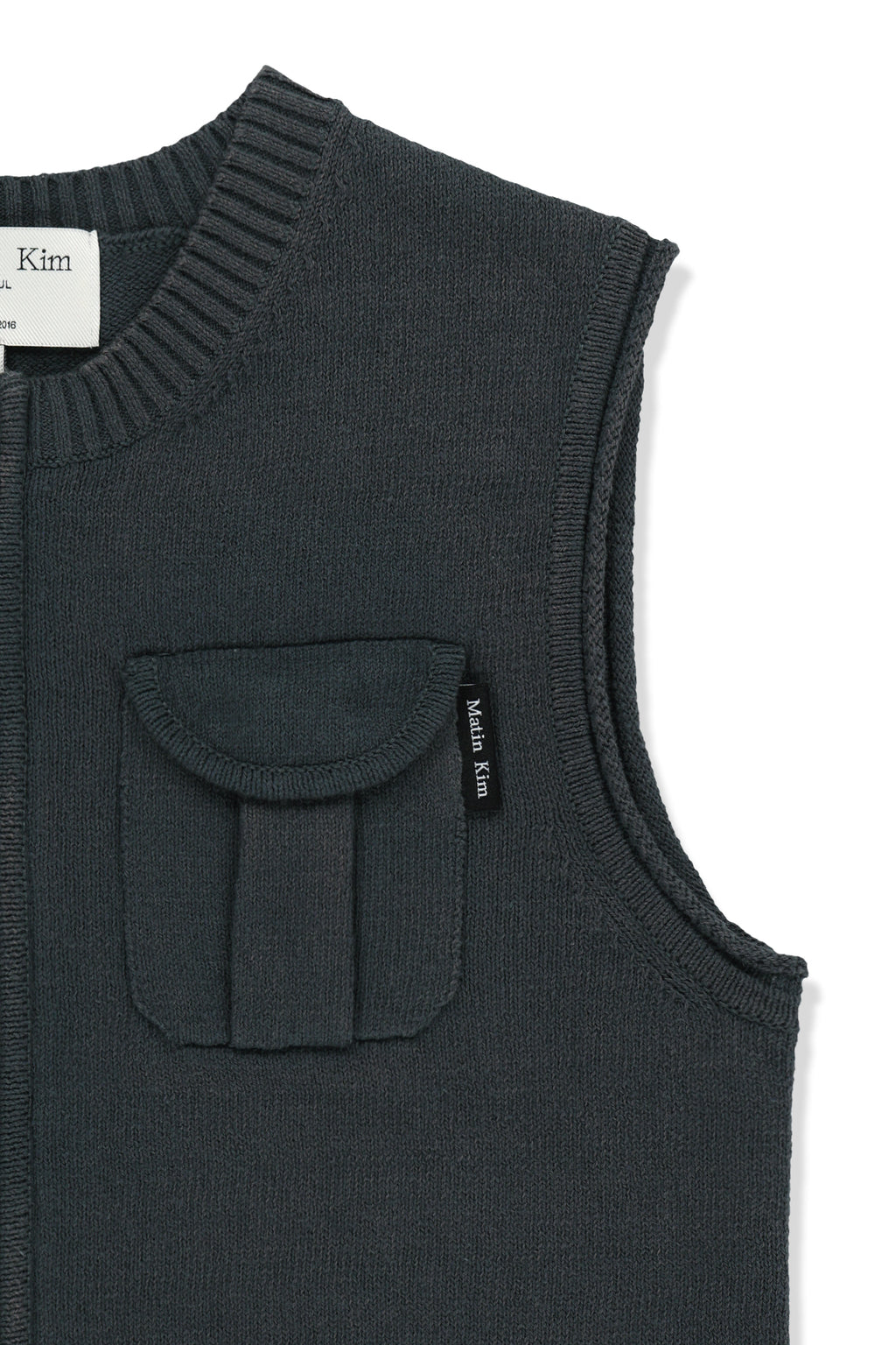 Matin Kim - Pocket Washed Knit Vest (Charcoal) product image 4 | TRAB K-Fashion Australia
