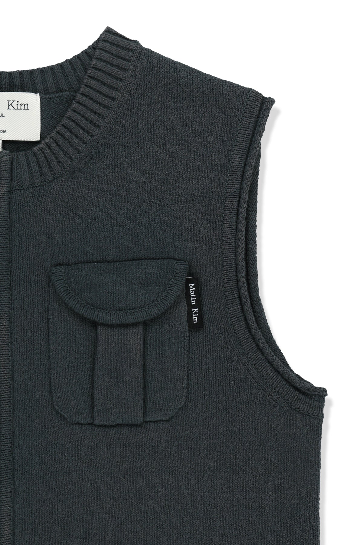 Matin Kim - Pocket Washed Knit Vest (Charcoal) product image 4 | TRAB K-Fashion Australia