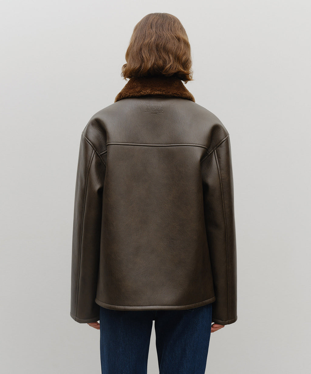 Marithe & Francois Girbaud - Faux Leather Over Fit Mustang Jacket (Brown) product image 2 | TRAB K-Fashion Australia