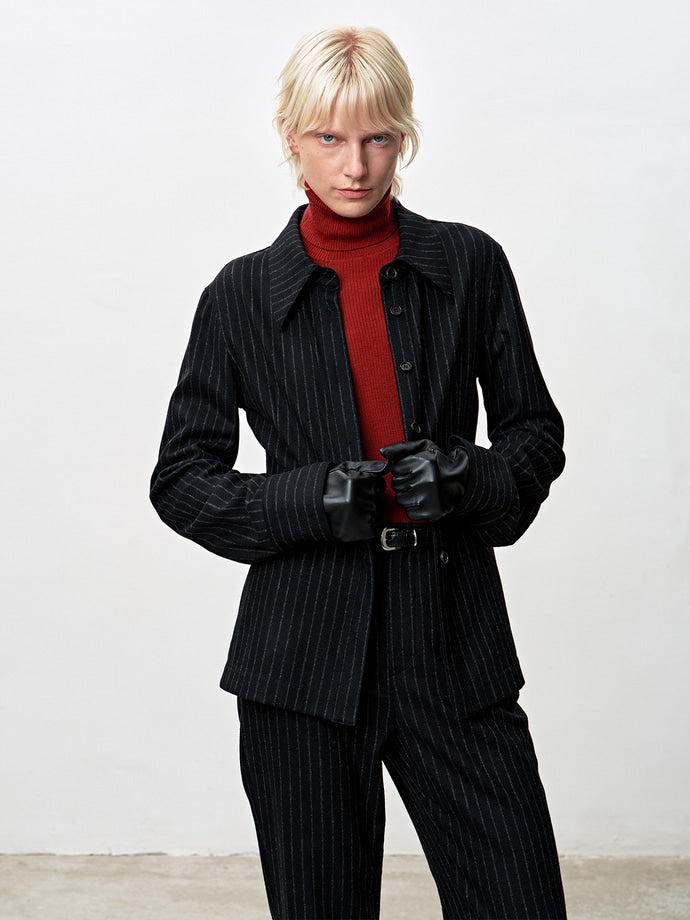 Tonywack - Striped Wool Regular-Fit Shirts (Black Stripe) product image 5 | TRAB K-Fashion Australia