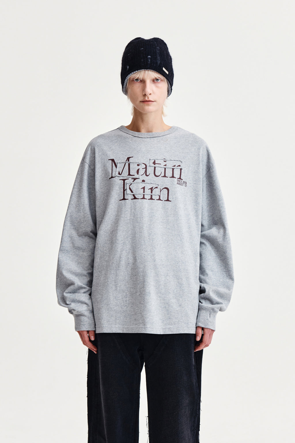 Matin Kim - Patch Graphic Long Sleeve Top (Grey) product image 5 | TRAB K-Fashion Australia