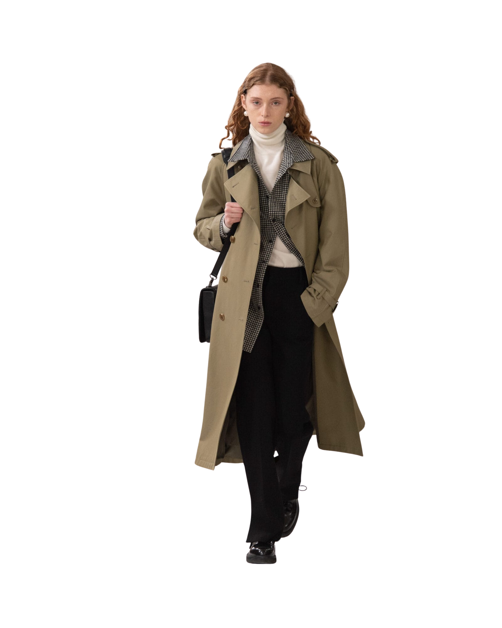 Kimhe Kim - Cotton-Rayon Belted Trench Coat (Olive Green) product image 1 | TRAB K-Fashion Australia