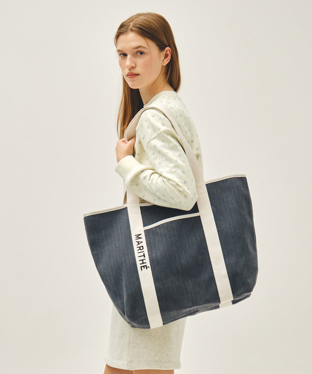 Marithe & Francois Girbaud - Regular Logo Big Cotton Bag (Navy) product image 6 | TRAB K-Fashion Australia
