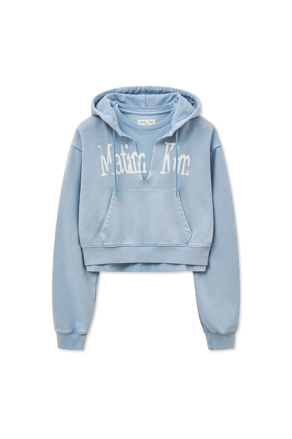 Matin Kim - Washed Layered Crop Hoody (Sky) product image 2 | TRAB K-Fashion Australia