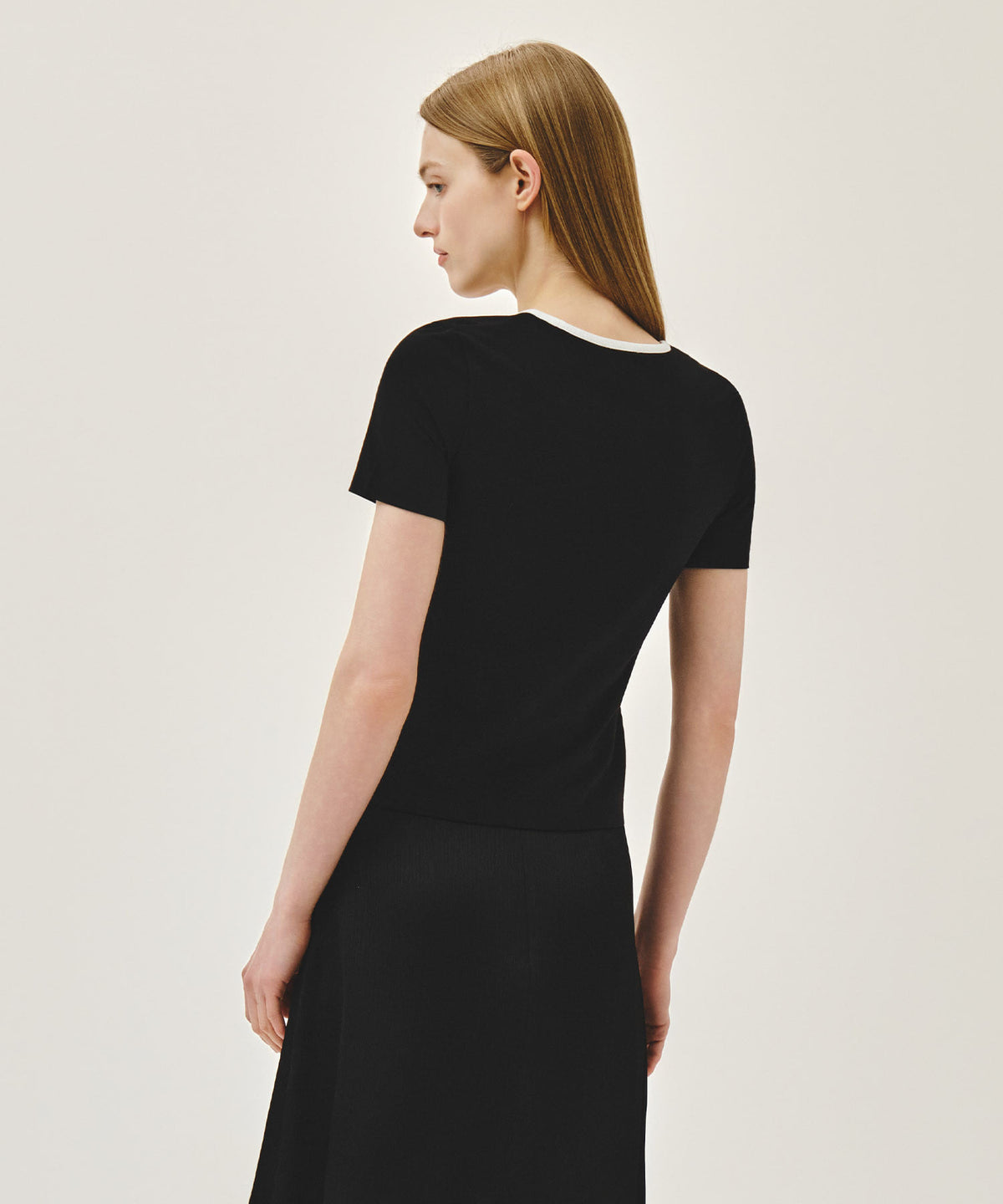 Marithe & Francois Girbaud - Deep Neck Ringer Tee (White/Black) product image 3 | TRAB K-Fashion Australia