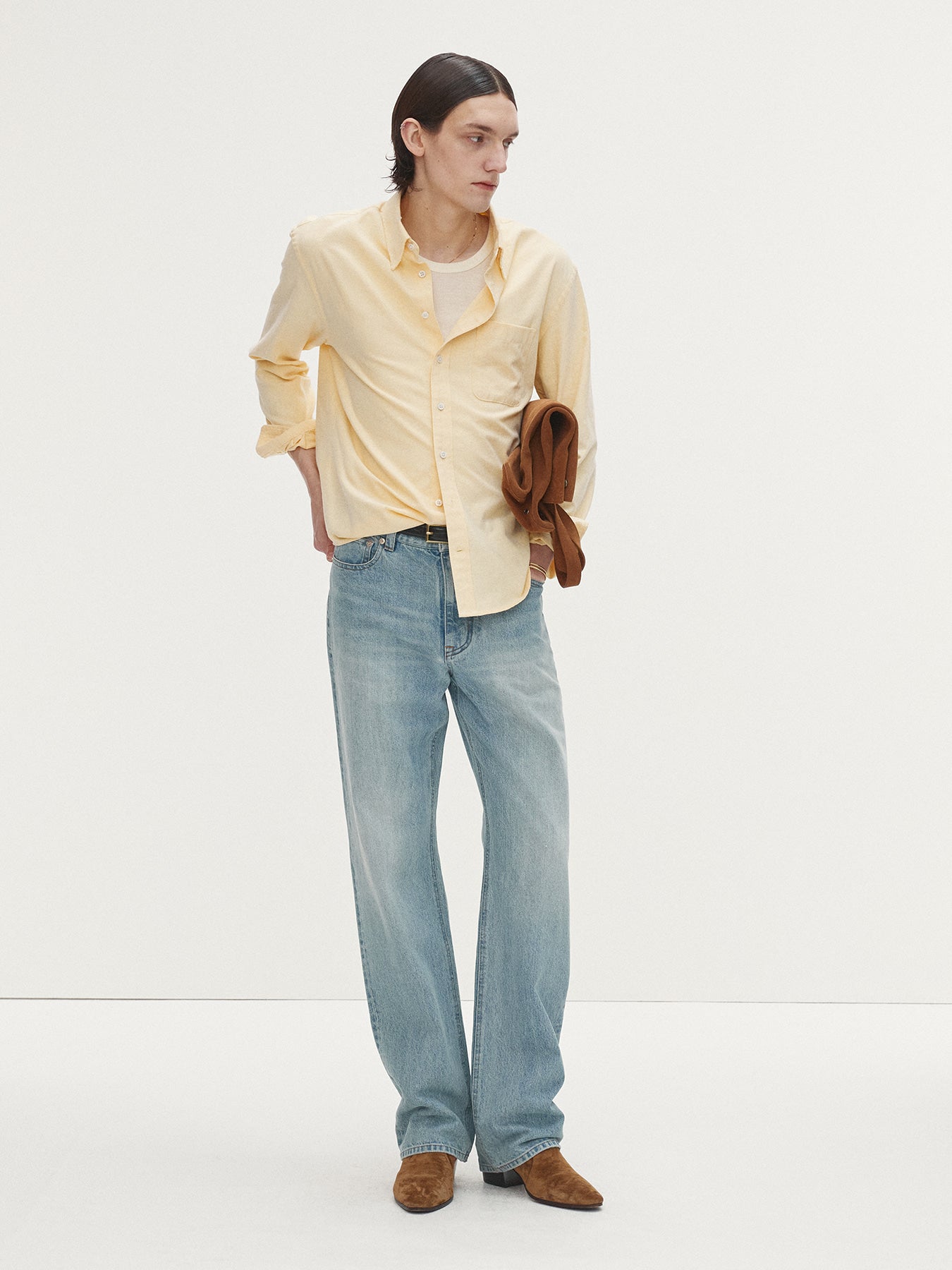 Tonywack - Cotton Lyocell Distressed Oxford Shirt (Pale Yellow) product image 3 | TRAB K-Fashion Australia