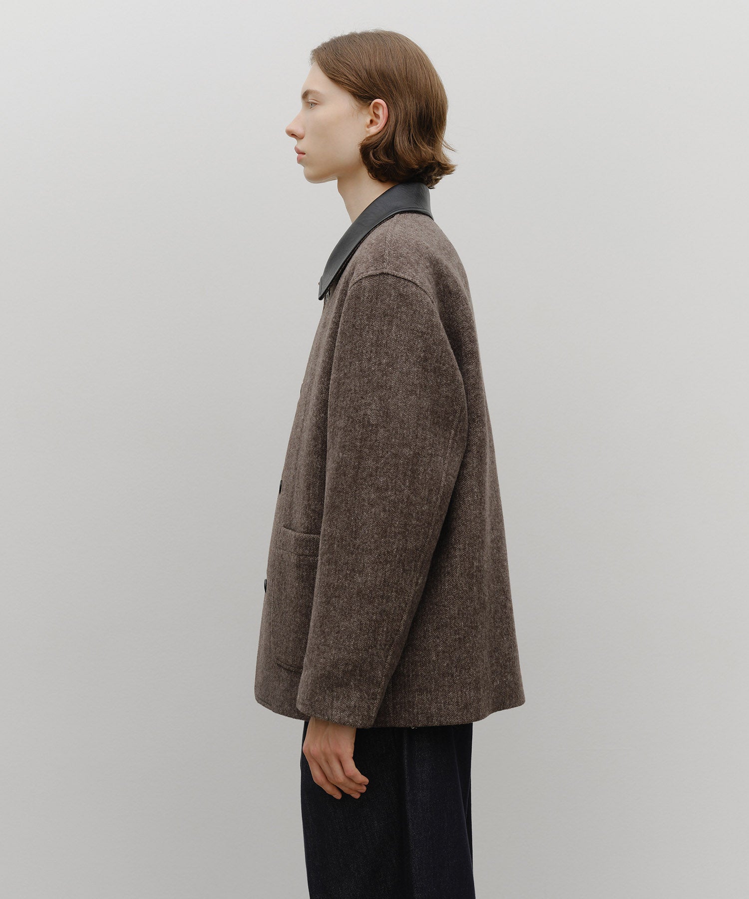 Marithe & Francois Girbaud - Collar Point Half Coat (Brown) product image 6 | TRAB K-Fashion Australia