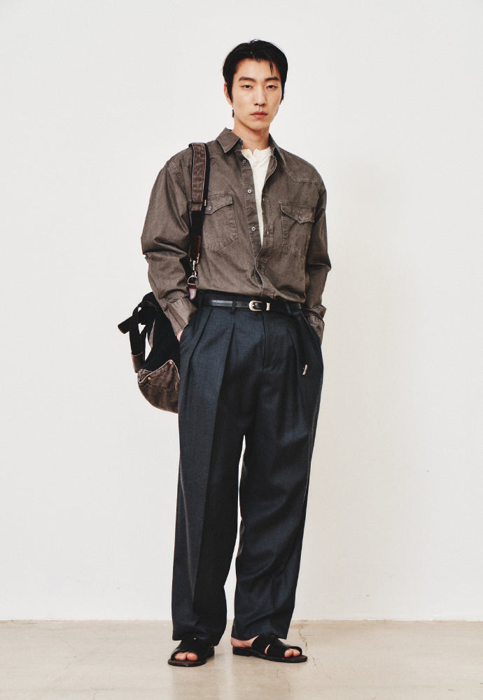 Art if acts - Washed Western Shirt (Moss Grey) product image 4 | TRAB K-Fashion Australia