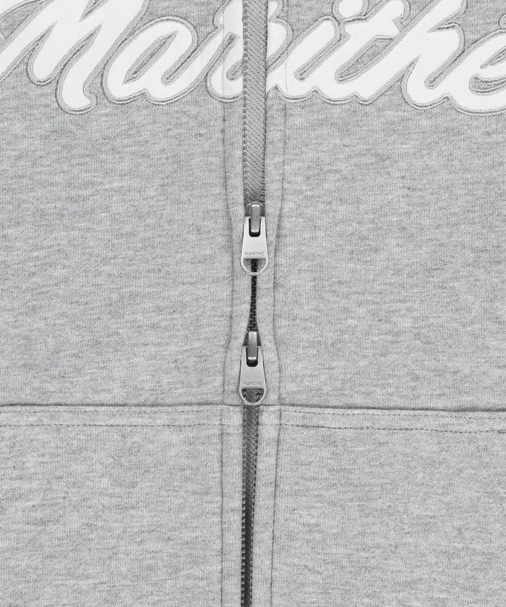 Marithe & Francois Girbaud - Regular Logo Applique Oversized Hoodie Zipup (Heather Gray) product image 4 | TRAB K-Fashion Australia