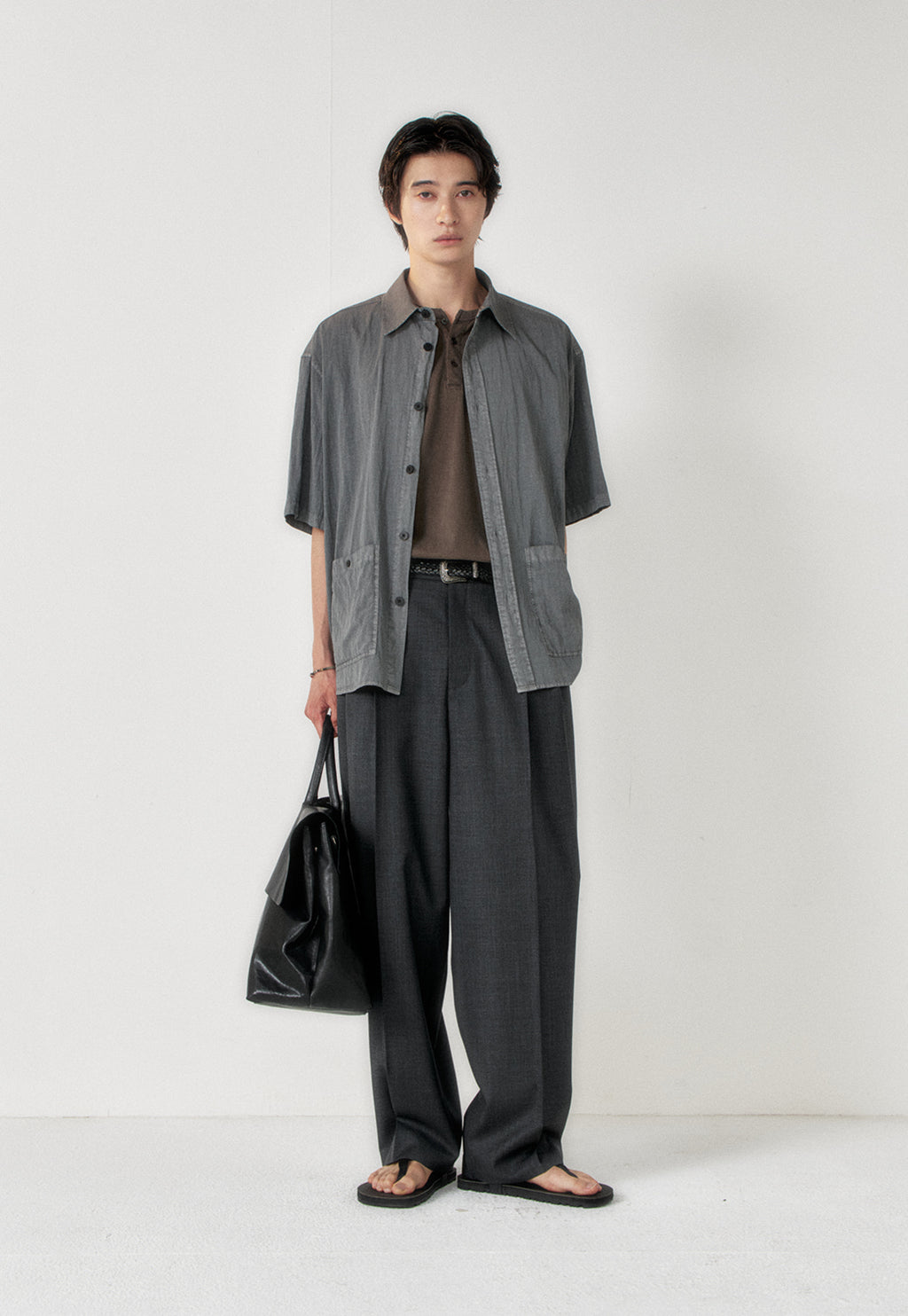 Art if acts - Garment Dyed Two Pocket Half Shirt (Vintage Charcoal) product image 4 | TRAB K-Fashion Australia