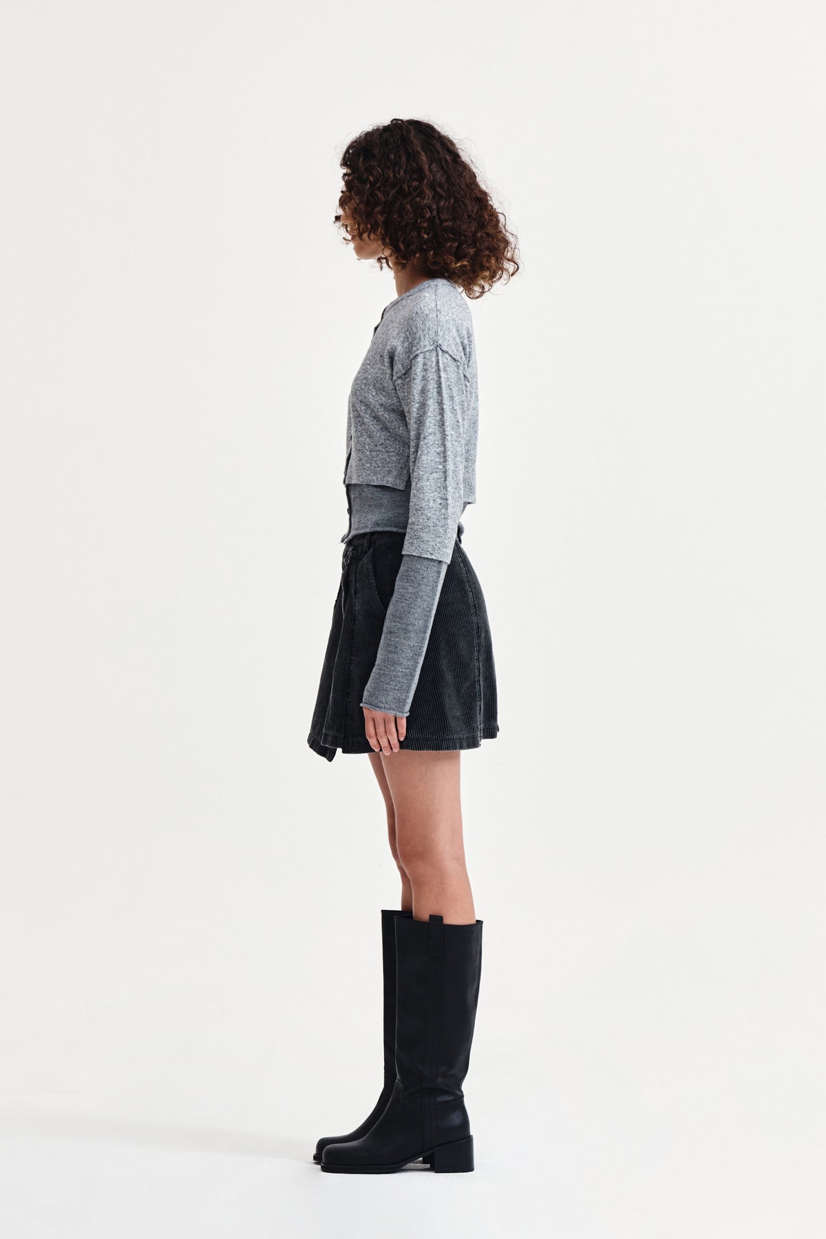 Matin Kim - Washed Corduroy Wrap Skirt (Black) product image 6 | TRAB K-Fashion Australia
