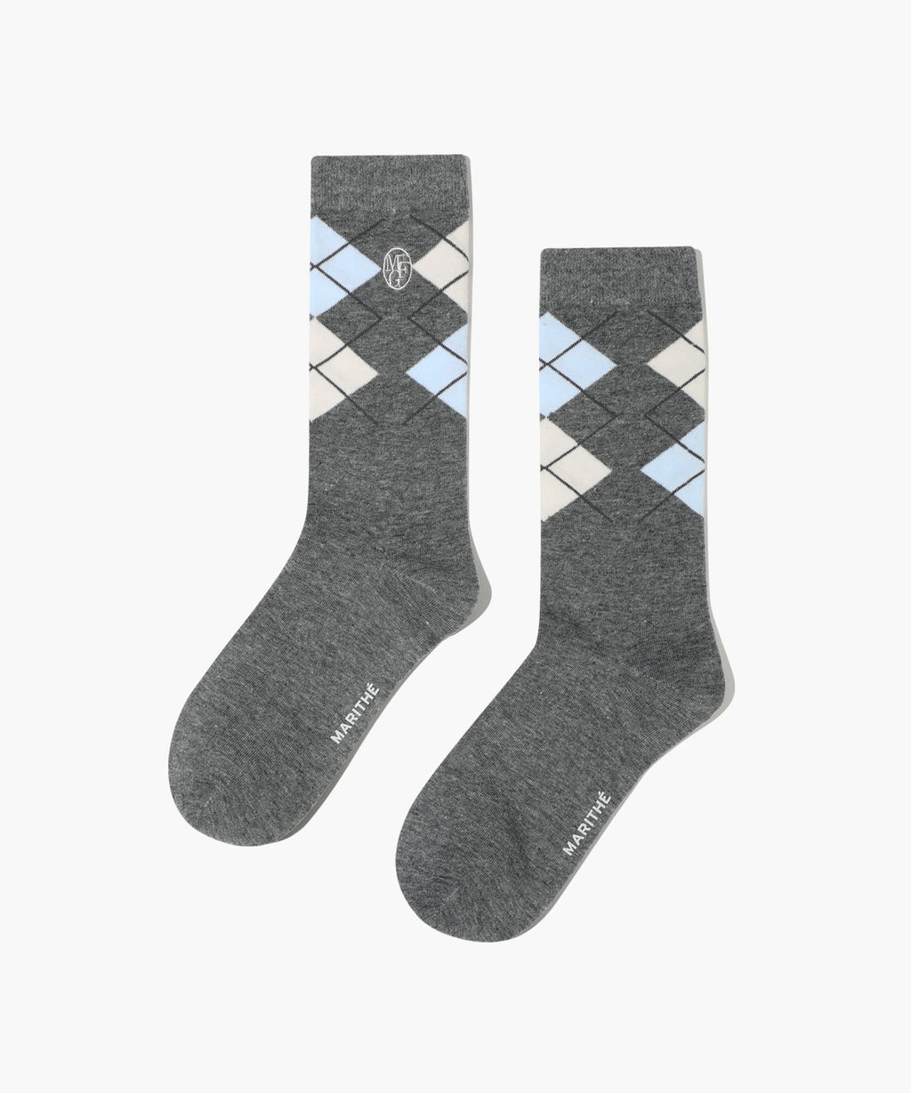 Marithe & Francois Girbaud - Circle Logo Argyle Socks (Heather Gray) product image 4 | TRAB K-Fashion Australia