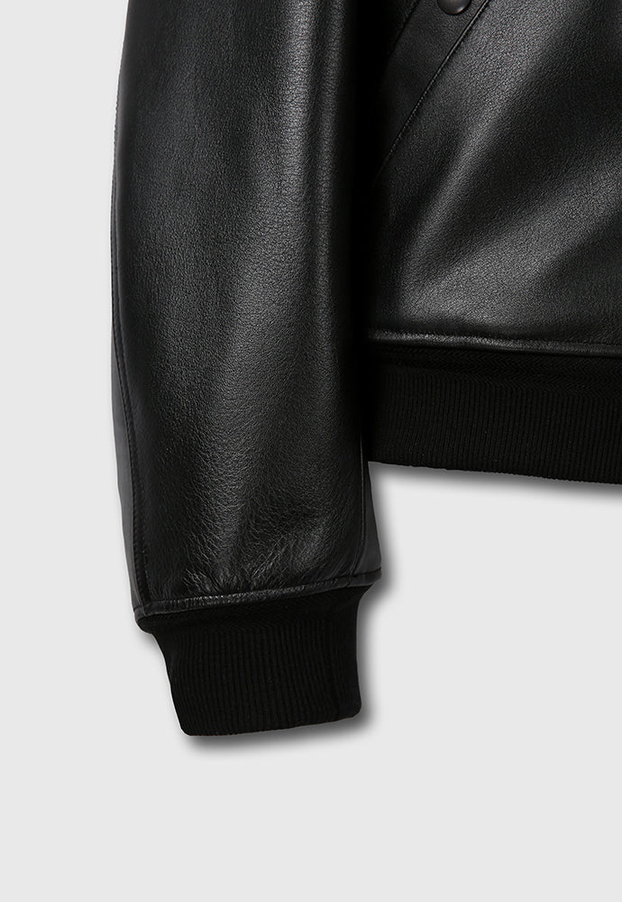 Tonywack - Shearling Collar Leather Bomber Jacket (Black) product image 20 | TRAB K-Fashion Australia