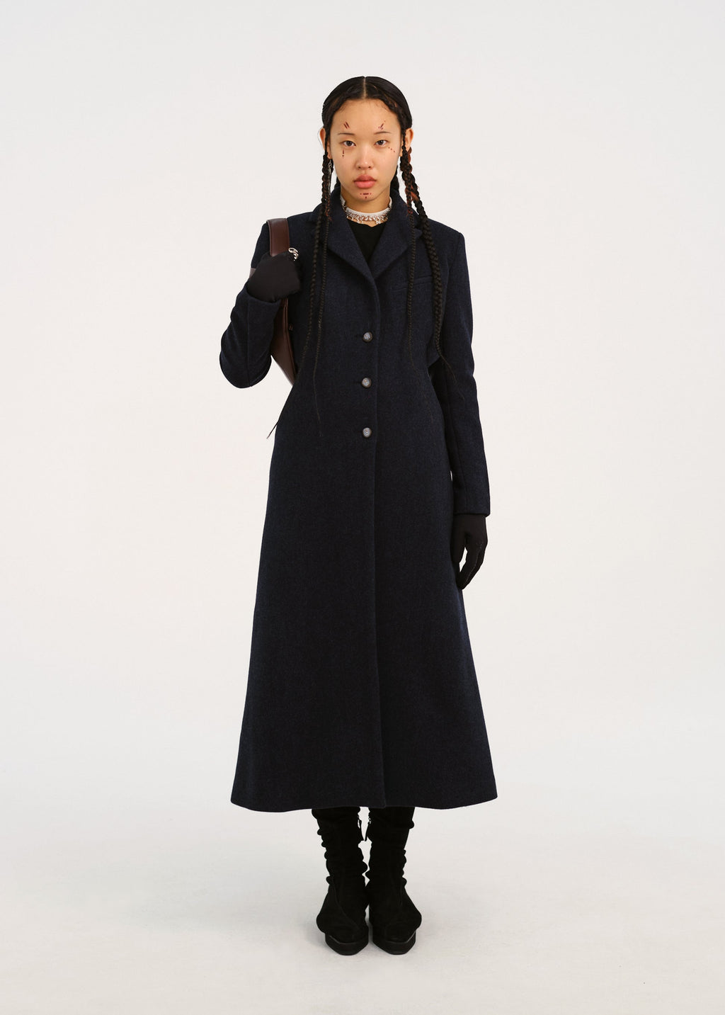 Hyein Seo - Ceramic Button Long Coat (Navy) product image 1 | TRAB K-Fashion Australia