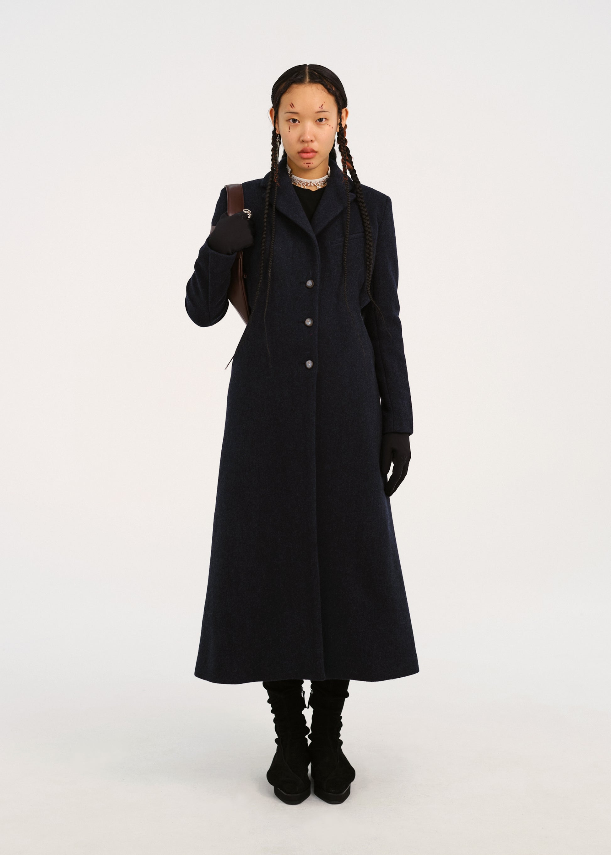 Hyein Seo - Ceramic Button Long Coat (Navy) product image 1 | TRAB K-Fashion Australia