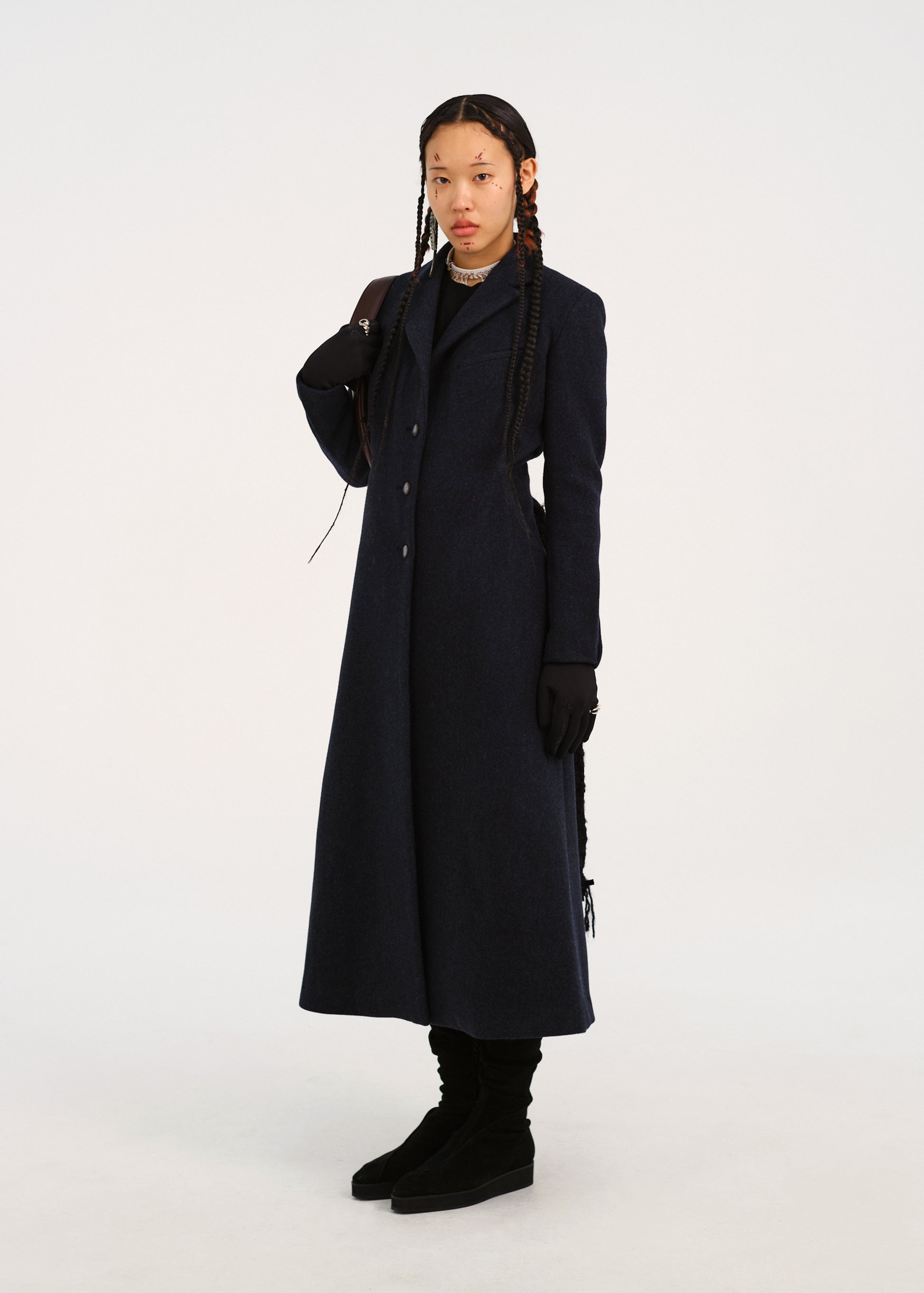 Hyein Seo - Ceramic Button Long Coat (Navy) product image 2 | TRAB K-Fashion Australia