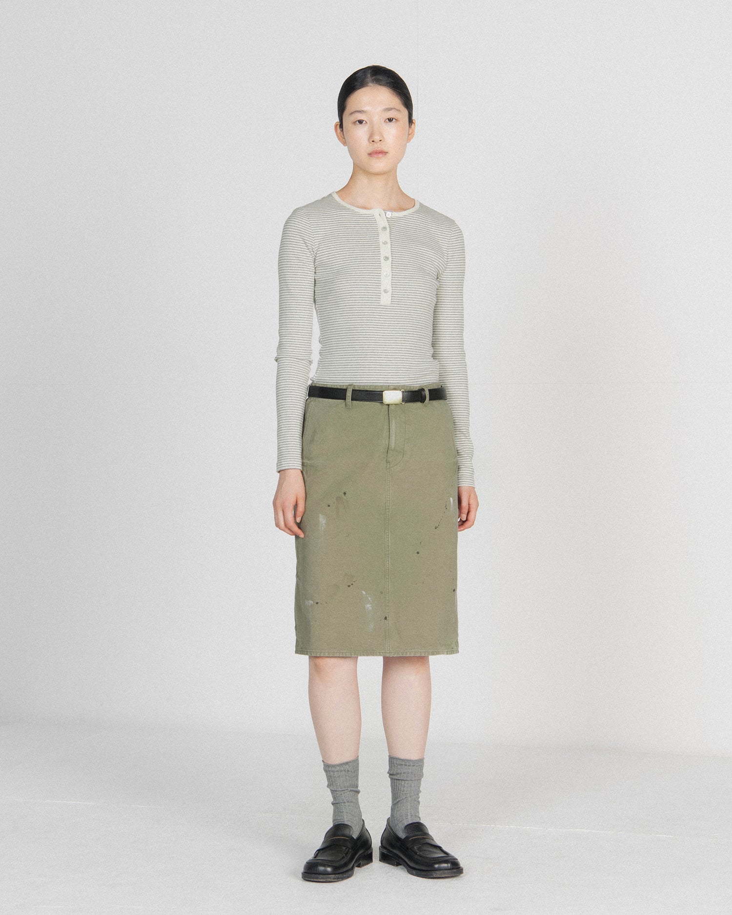 Brownyard - Henley Neck Long Sleeve (Light Grey Stripe) product image 1 | TRAB K-Fashion Australia